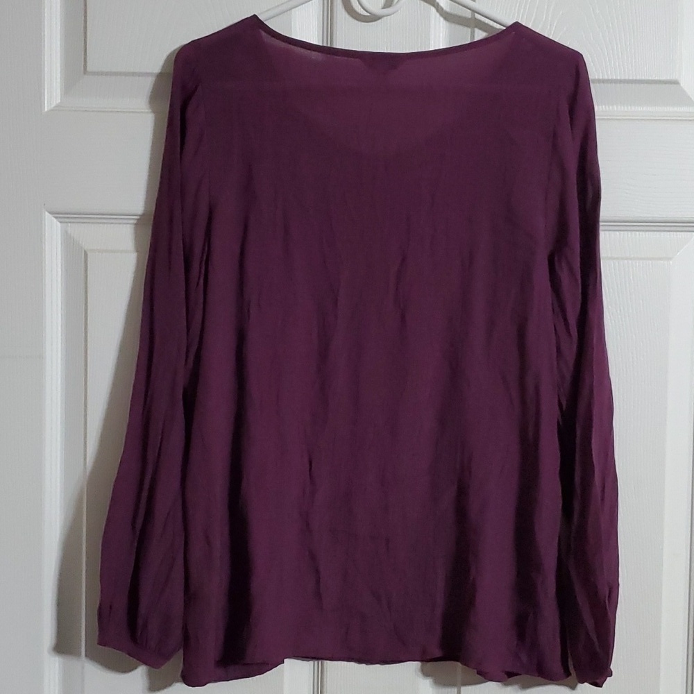 Sonoma Women's Purple Long Sleeve Embroidered Neckline Tunic Size Small - Picture 5 of 10